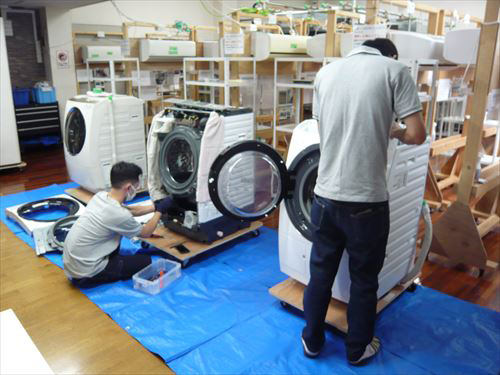 日本エアコンクリーニング協会　第7回ドラム式洗濯機分解研修会の様子