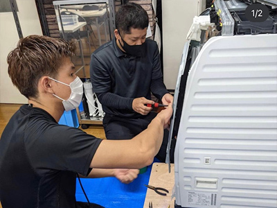 日本エアコンクリーニング協会　第9回ドラム式洗濯機分解研修会の様子