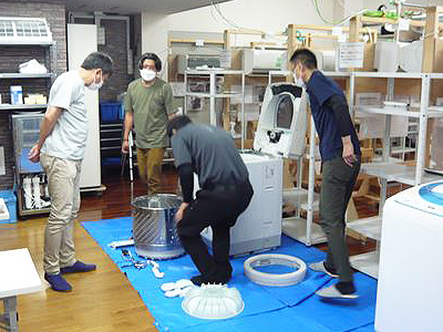 日本エアコンクリーニング協会　第44回縦型洗濯機分解研修会の様子